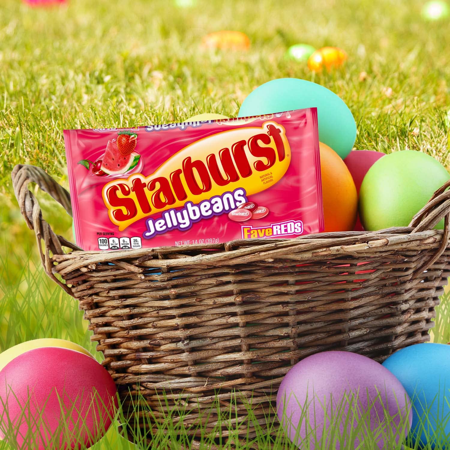 Watermelon-flavored Starburst FaveREDS jelly beans close-up