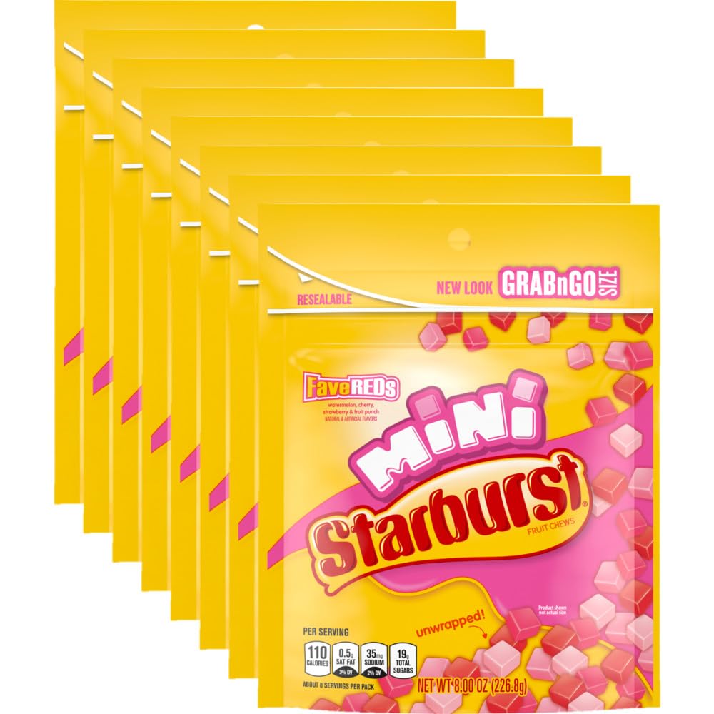 Starburst FaveREDS Minis bag front view showing grab-and-go packaging.
