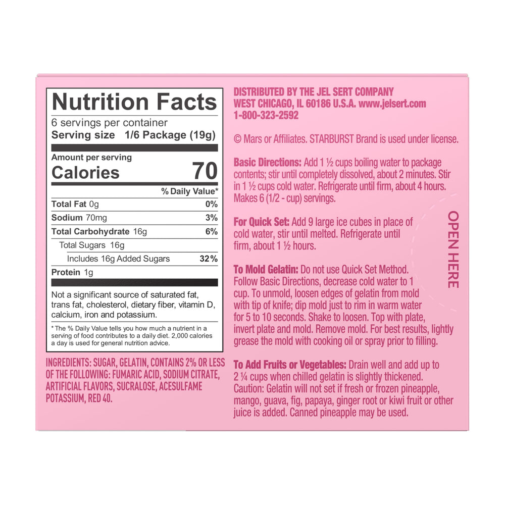 Starburst Gelatin All Pink Strawberry flavor offers bright berry notes for gatherings.