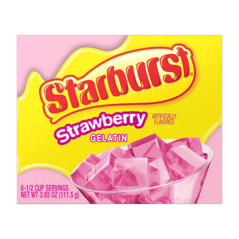Starburst Gelatin Variety Pack front view showing four colorful flavors.