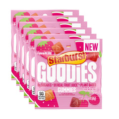 Starburst Goodies FaveREDS front bag showing vivid fruit flavors for on-the-go snacking.