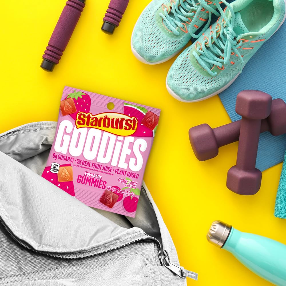 STARBURST GOODIES fruit-juice ingredients emphasize real fruit taste.