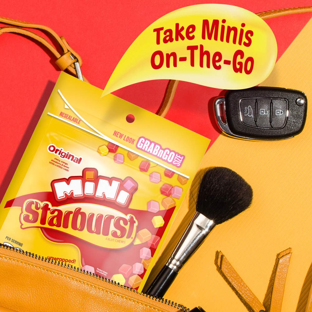 Close-up of STARBURST Original Minis soft chewy texture.