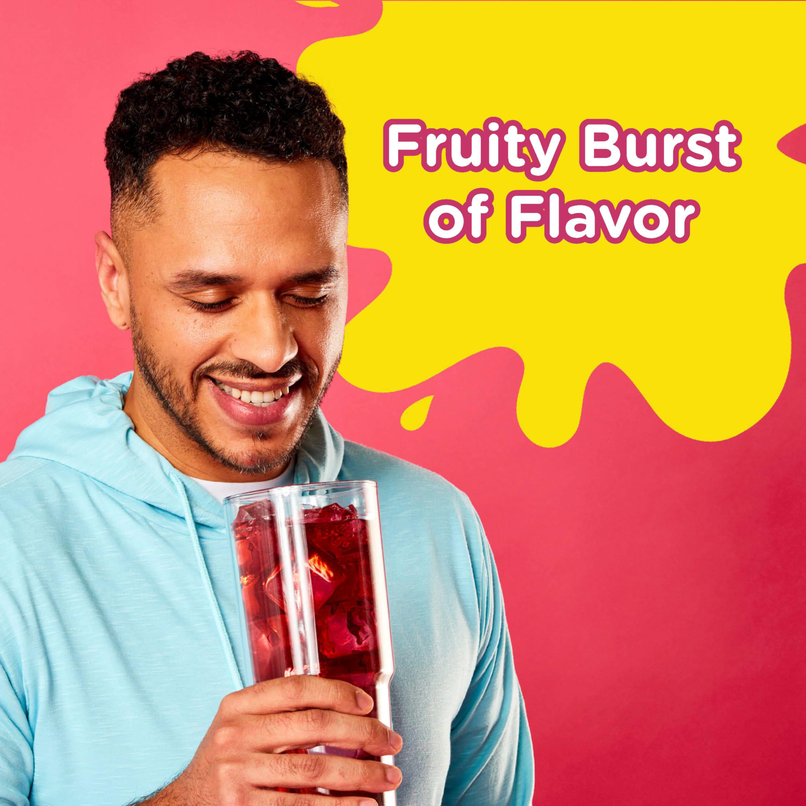Starburst Singles To Go tasting in a glass reveals vibrant fruit punch aroma.