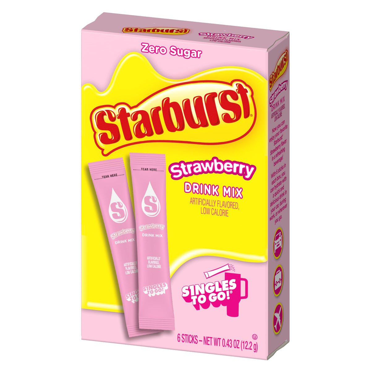 Starburst Singles To Go strawberry packets deliver quick, sugar-free flavor on the go.