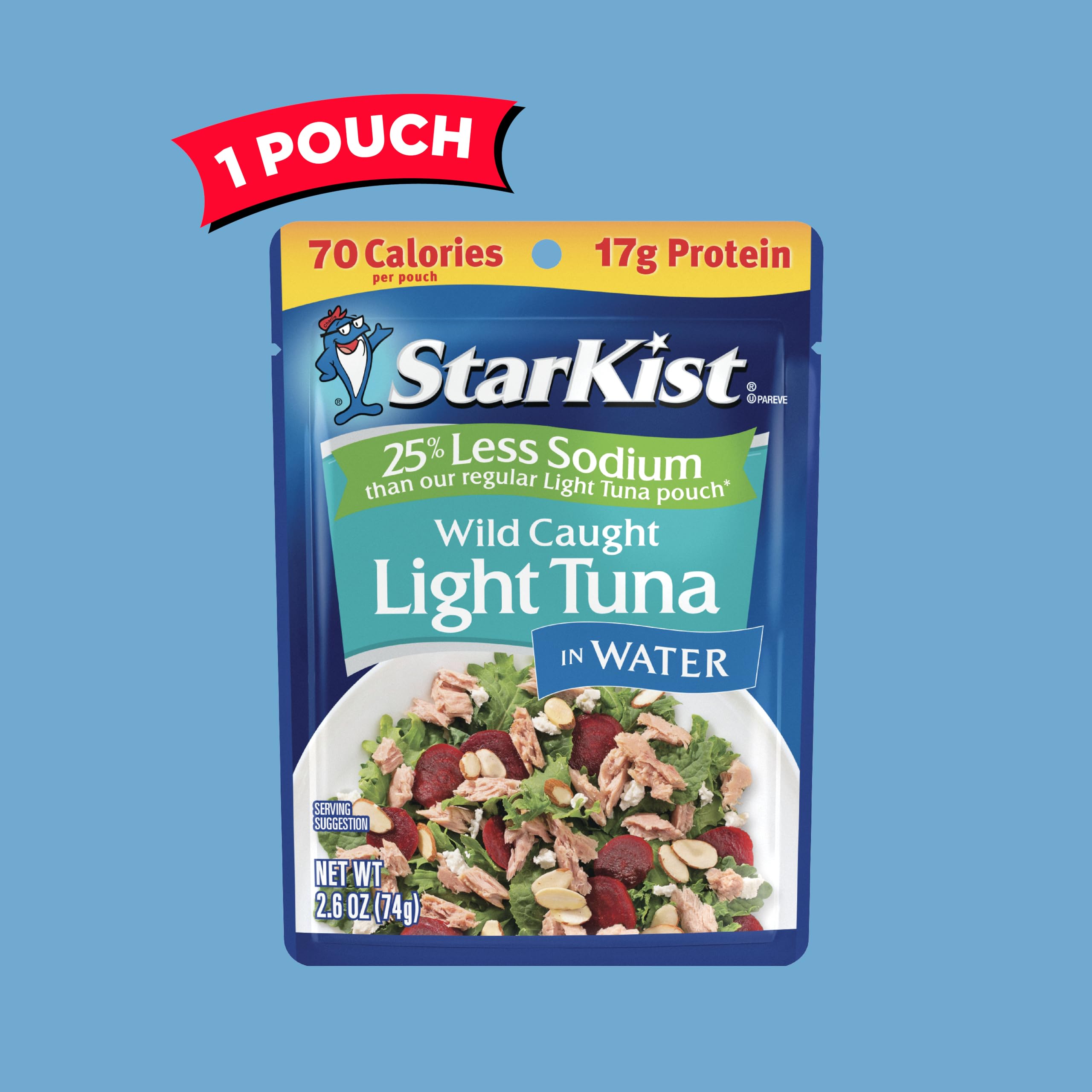 StarKist tuna pouch emphasizes 17g protein per serving for fueling meals.