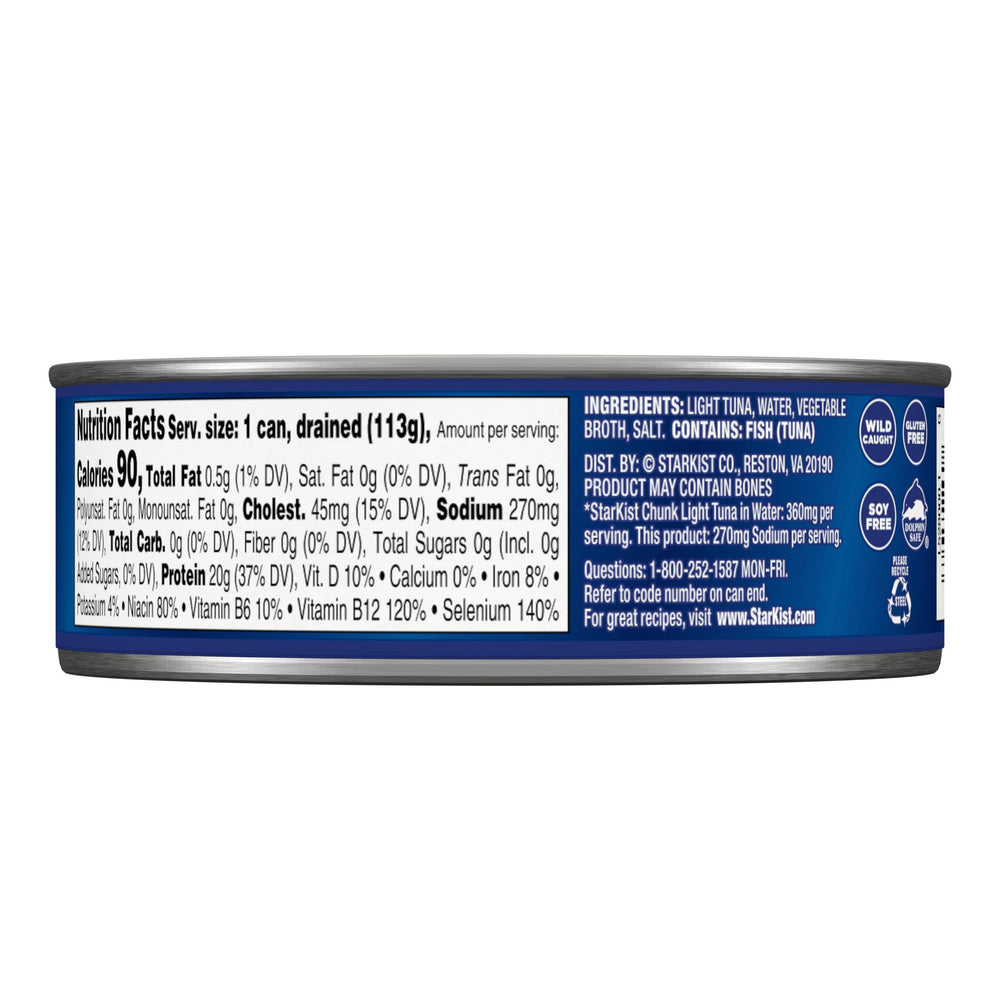 StarKist 25% less sodium tuna in water ready for quick sandwich or salad.
