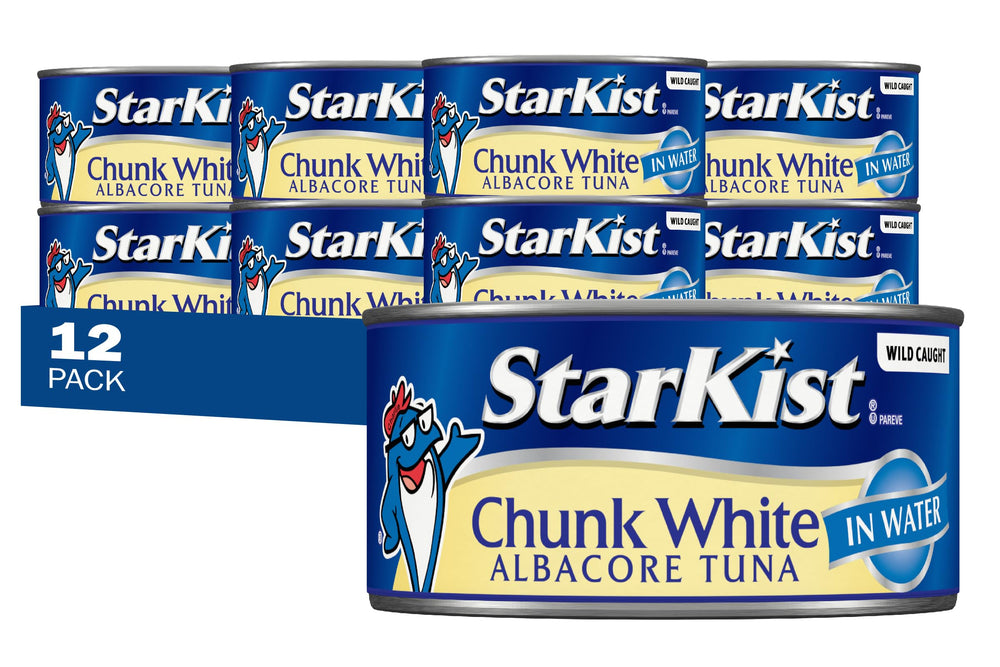 StarKist albacore tuna in water front view can highlights protein-rich meal option