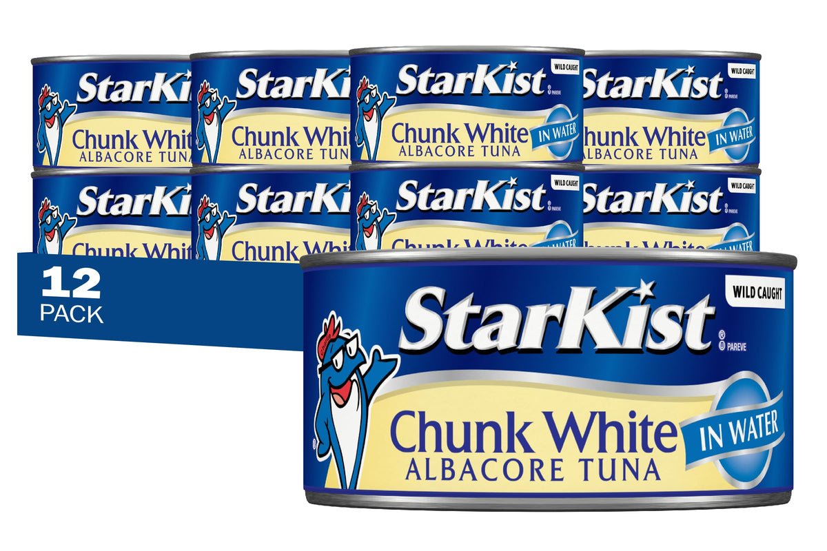 StarKist albacore tuna in water front view can highlights protein-rich meal option