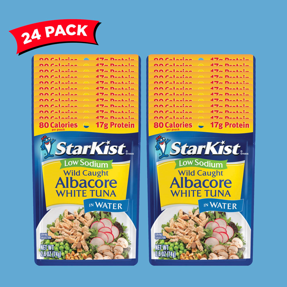 StarKist albacore tuna pouch in hand demonstrates portable quick-snack readiness
