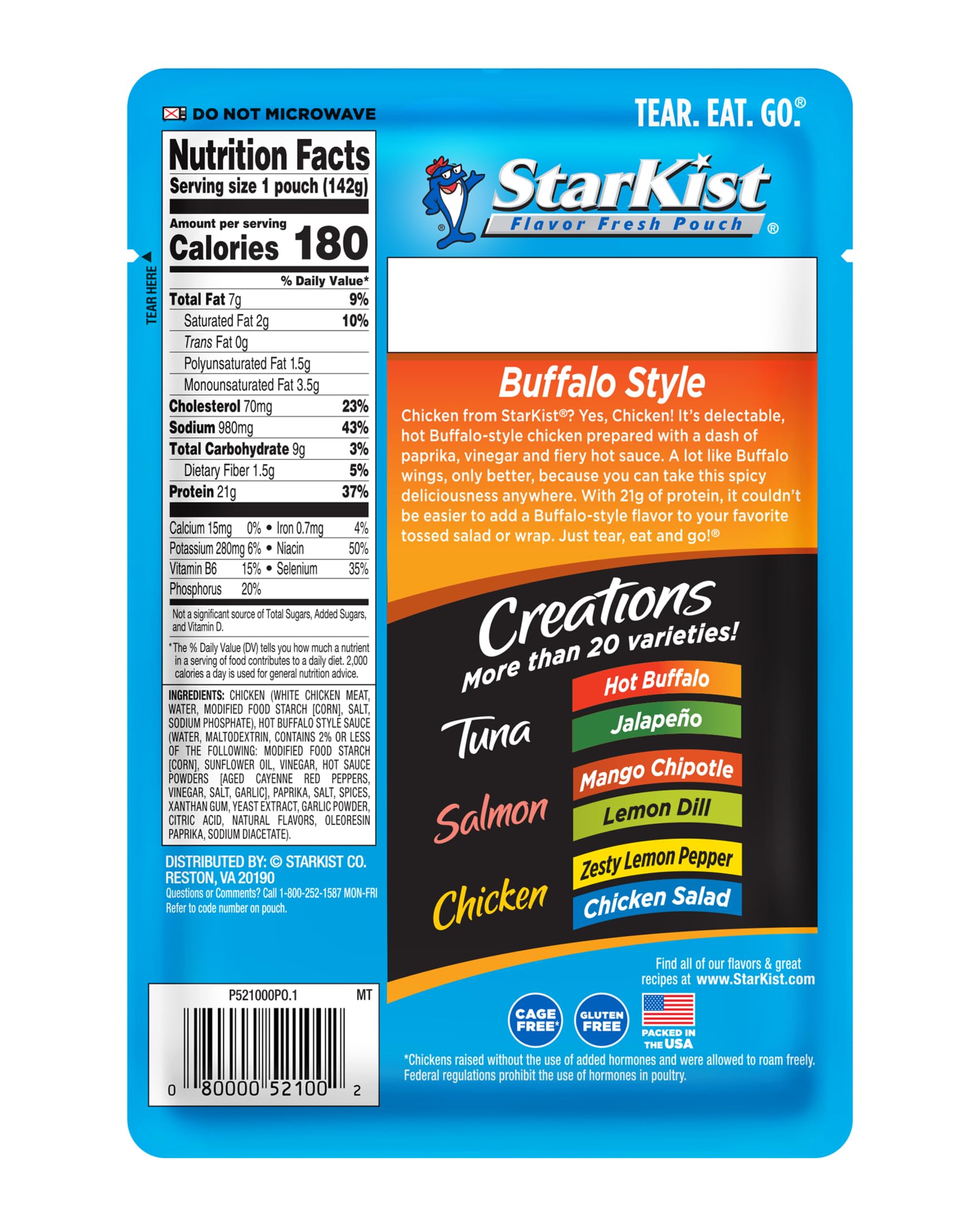 StarKist Chicken Creations Bold Buffalo sauce closeup, fiery flavor ideal for on-the-go snacks.