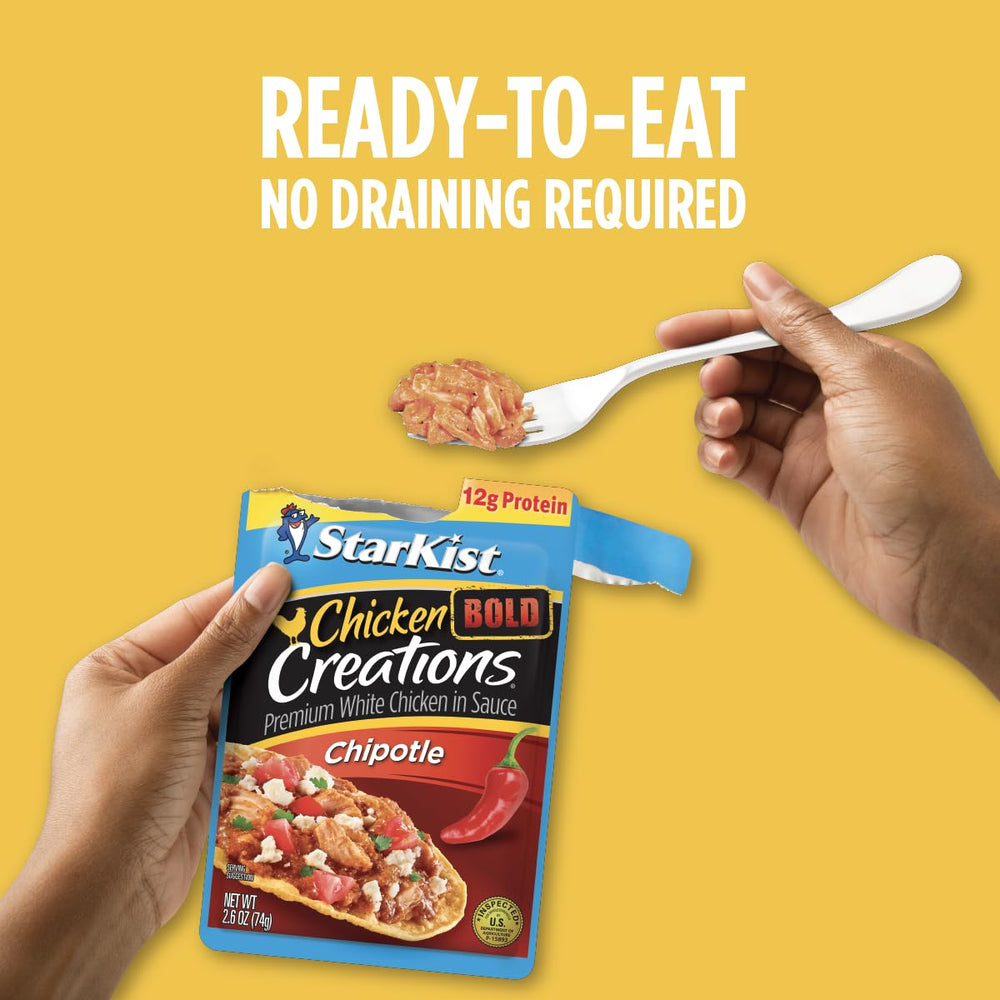 StarKist Chicken Creations Bold Chipotle on nachos—protein-rich topping that elevates snacking.