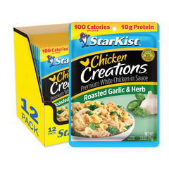 StarKist Chicken Creations Roasted Garlic & Herb 12-pack on shelf for easy meals