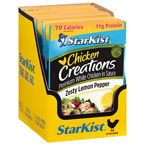 StarKist Zesty Lemon Pepper pouch close-up shows tender chicken.