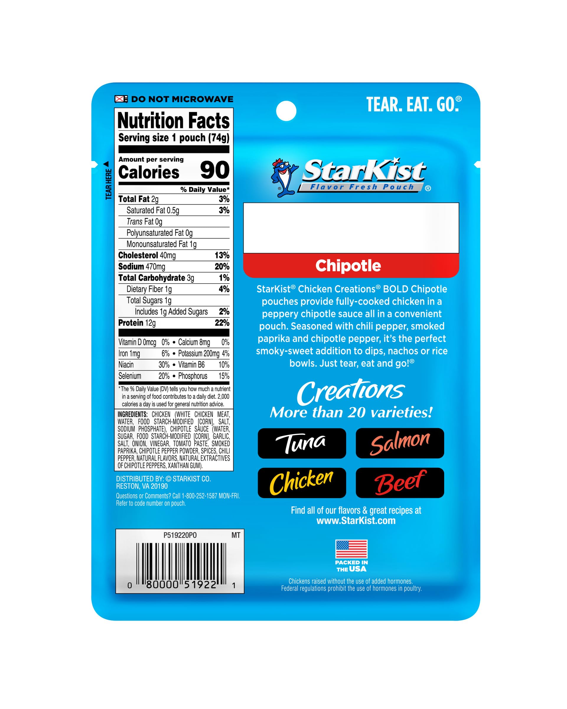 StarKist Chipotle chicken pouch ideal for dips and nachos