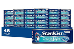 StarKist Chunk Light Tuna in Water can with dolphin-safe packaging and mild flavor for quick meals.