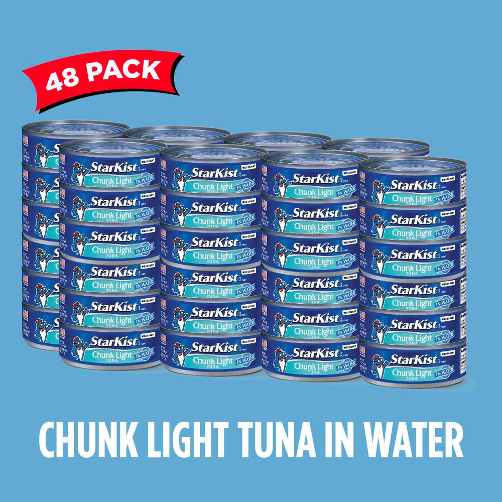 StarKist Chunk Light Tuna in Water kitchen pantry setup, easy stocking option.