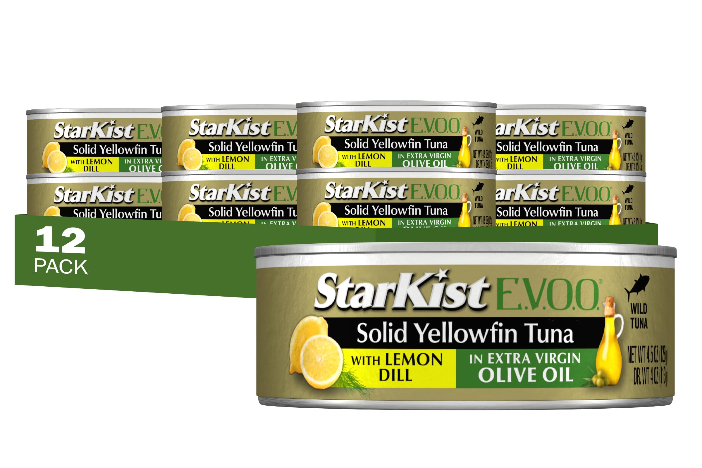 StarKist E.V.O.O. Yellowfin tuna can with lemon dill for flavorful meals.