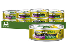 StarKist E.V.O.O. Yellowfin tuna can with roasted garlic; protein-packed pantry staple.