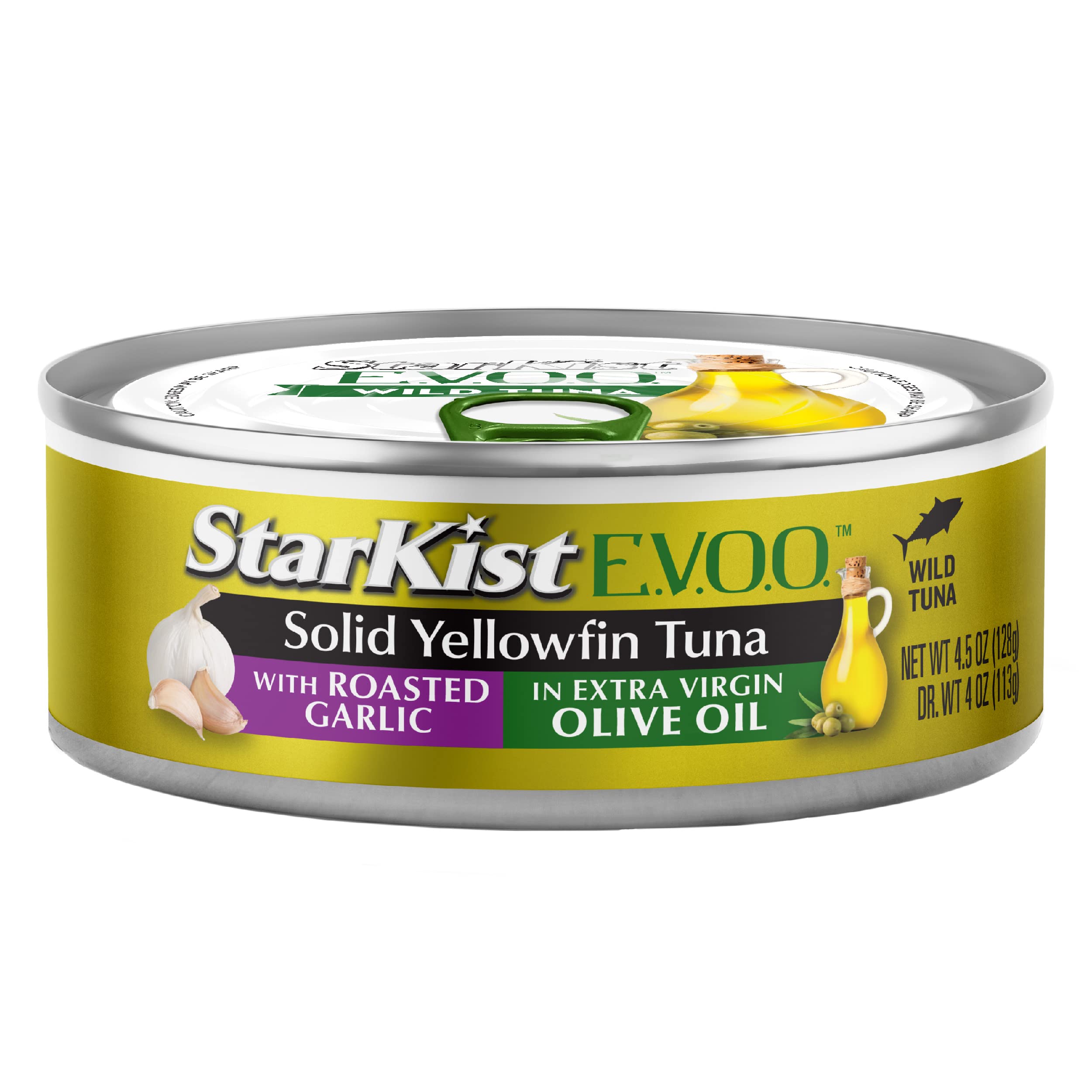StarKist E.V.O.O. Yellowfin tuna on crackers; fast snack option.