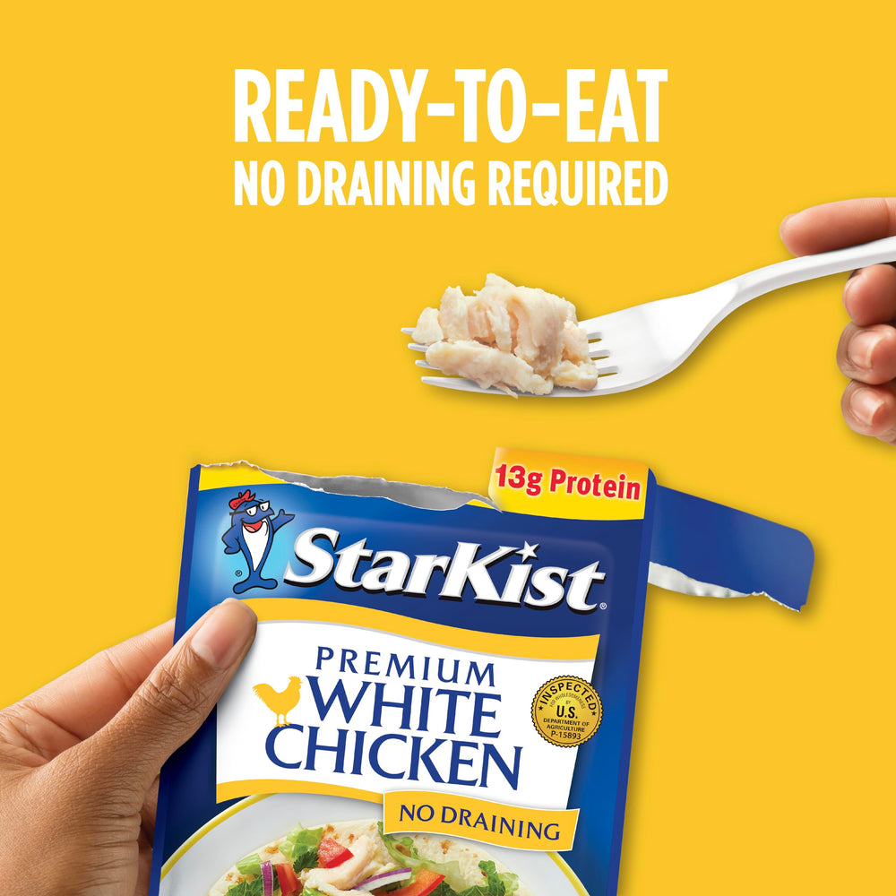StarKist Premium White Chicken pouch on the go snack option.