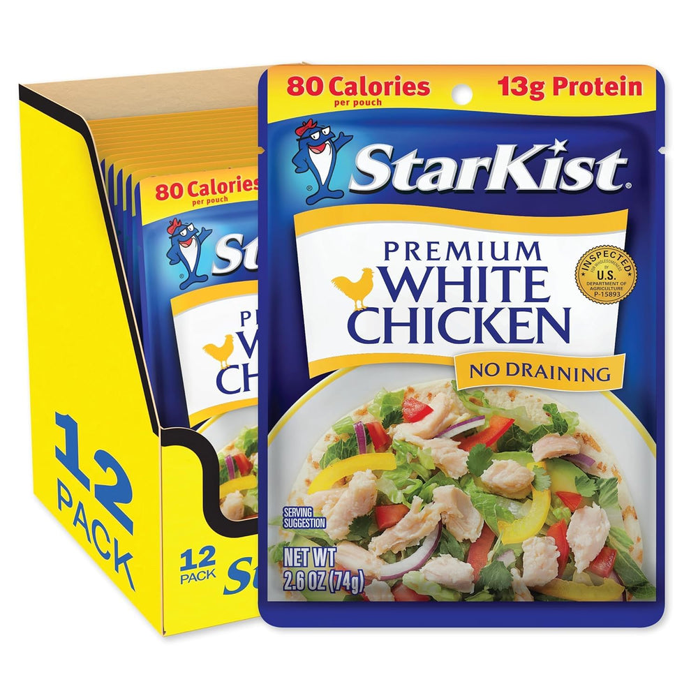 StarKist Premium White Chicken pouch tender chunks for quick, protein-rich meals.