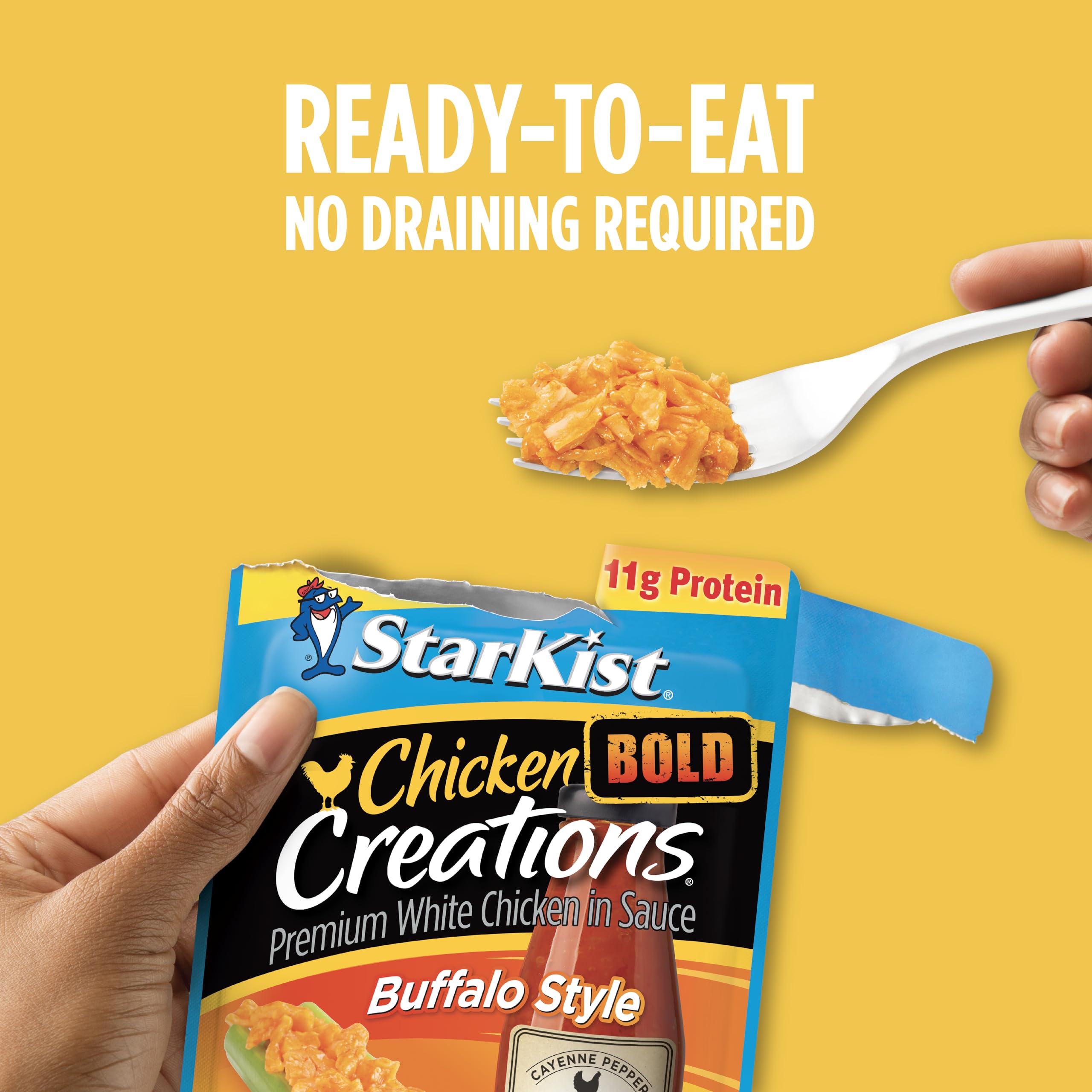 StarKist ready-to-eat buffalo chicken pairs well with pasta or wraps.