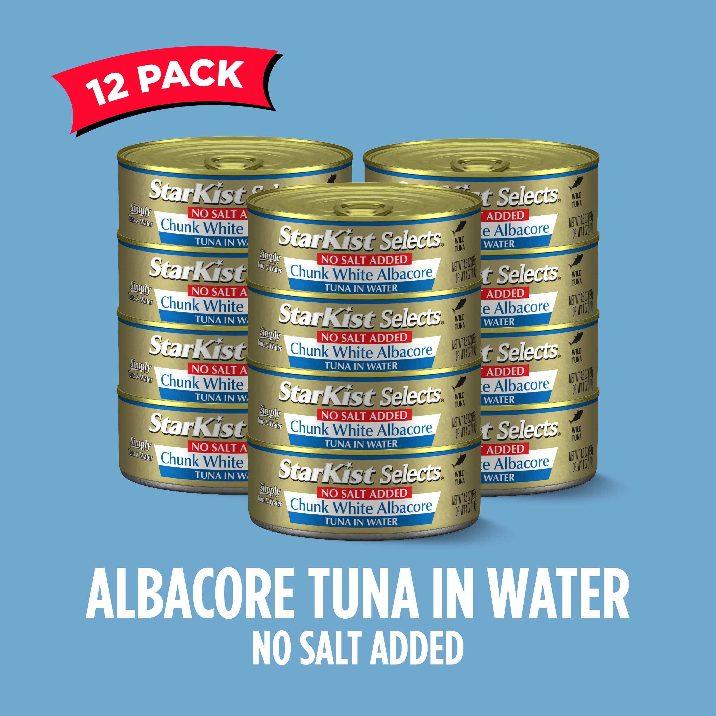 StarKist Selects No Salt Added 12-pack bulk tuna for pantry storage