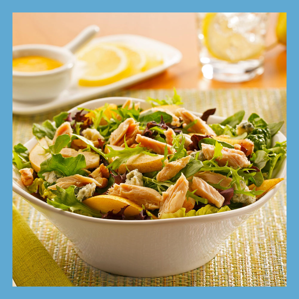 StarKist serving suggestion with salad and crackers, protein rich snack.