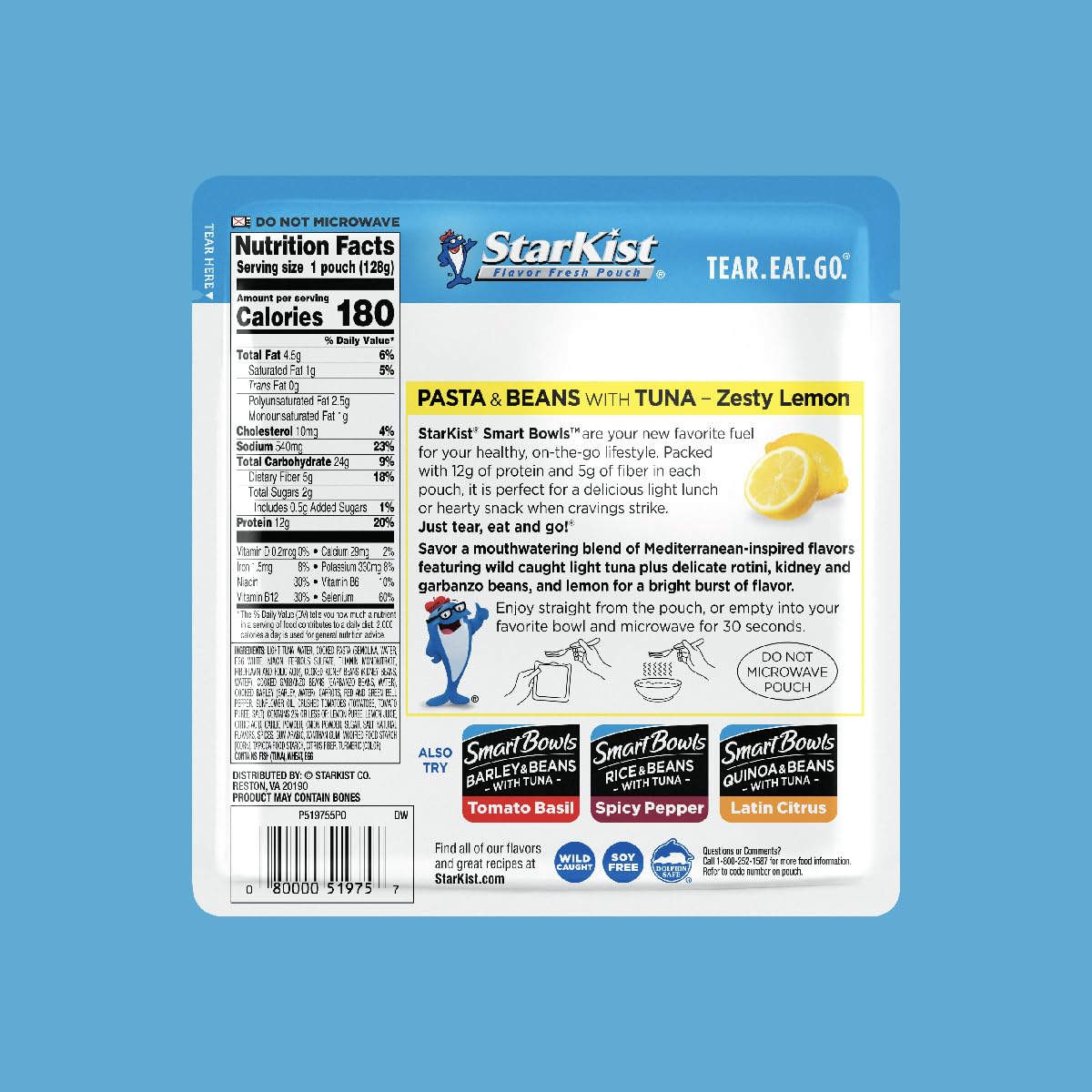 StarKist Smart Bowls Rotini pasta with tuna and beans, perfect for a quick lunch.