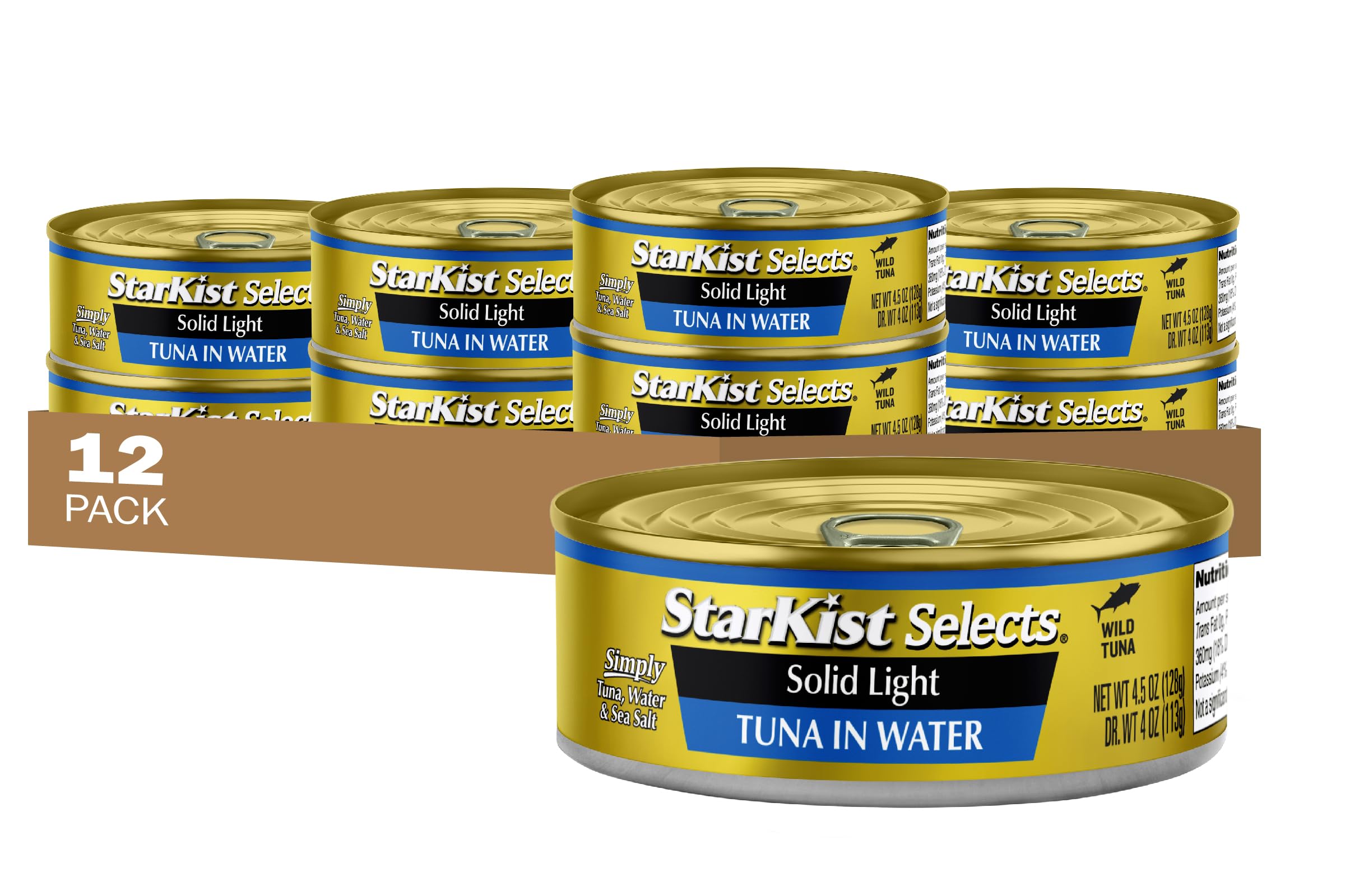 StarKist Solid Light Tuna in Water can front; perfect for quick lunches.