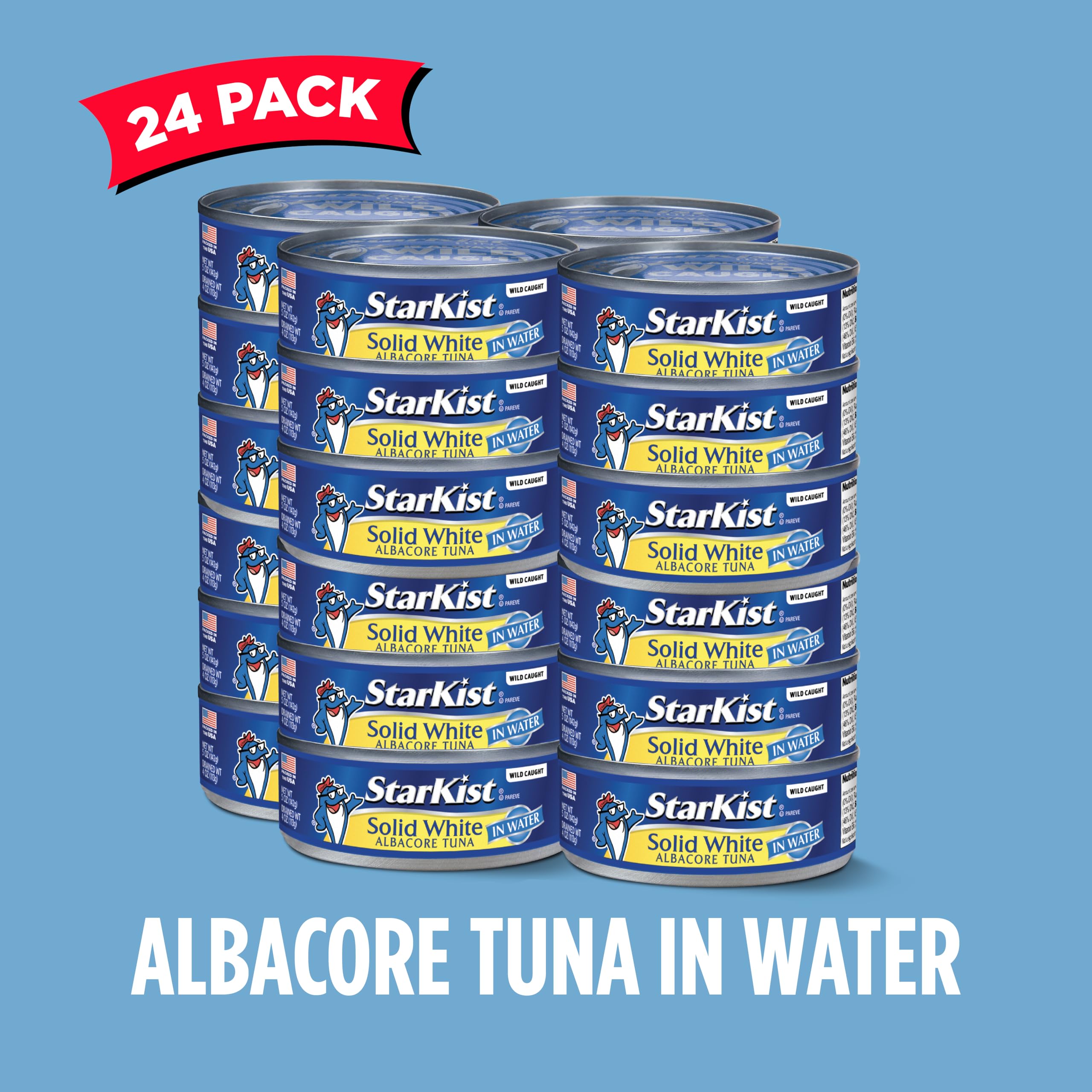 StarKist Solid White Albacore Tuna Nutrition facts panel with protein info.