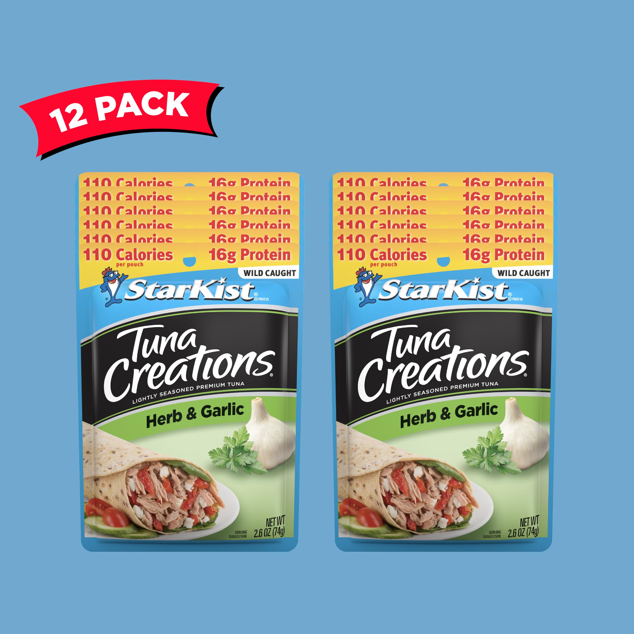 StarKist Tuna Creations 12-pack display, pantry-friendly seafood snack option