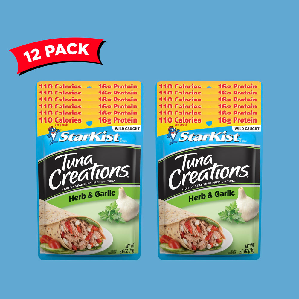 StarKist Tuna Creations 12-pack display, pantry-friendly seafood snack option