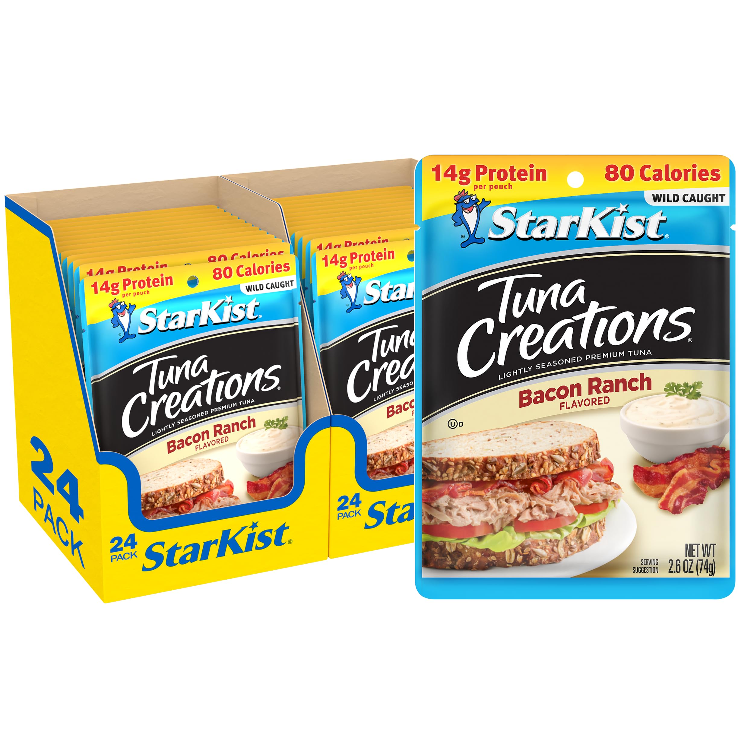 StarKist Tuna Creations Bacon Ranch pouch closeup highlighting ready-to-eat protein.