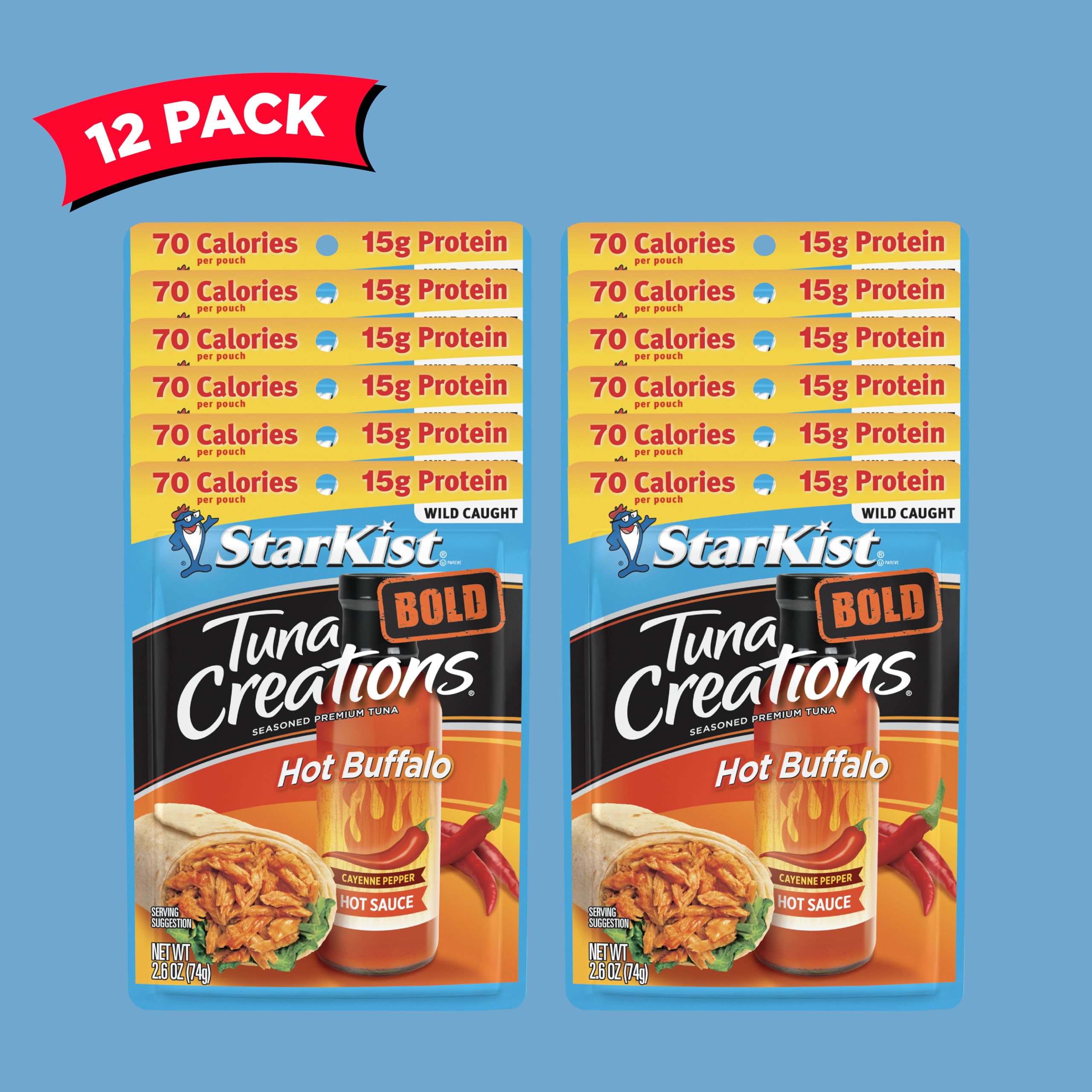 StarKist Bold Hot Buffalo pouch straight from pouch, mess-free snack