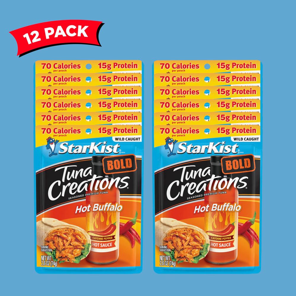 StarKist Bold Hot Buffalo pouch straight from pouch, mess-free snack