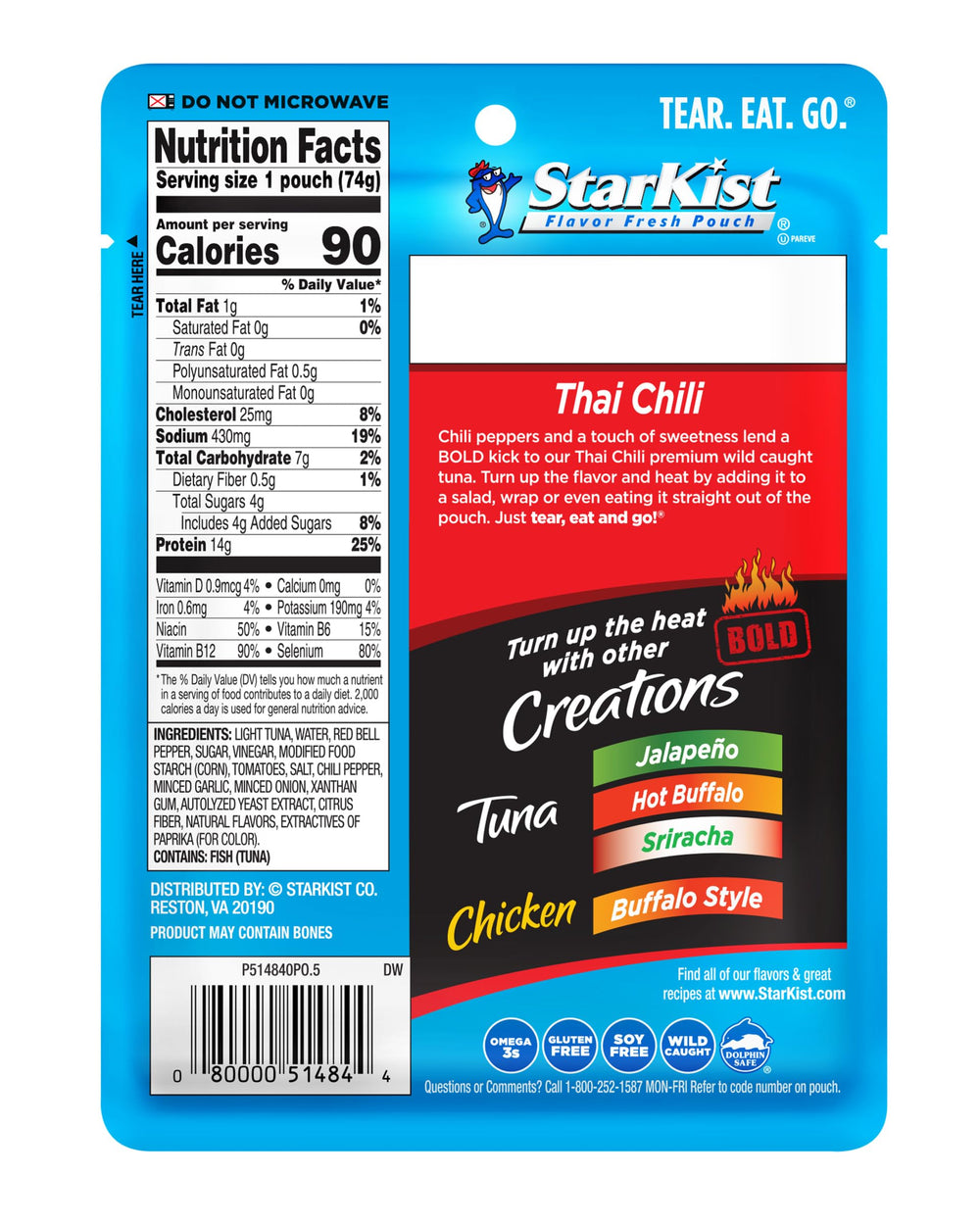 StarKist Bold Thai Chili Style pouch served over salad for a quick high-protein lunch.