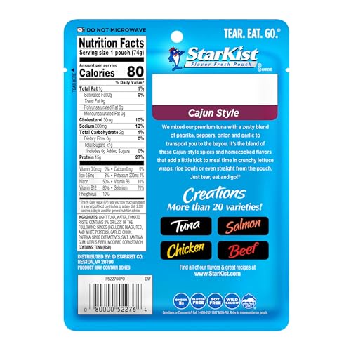 StarKist Cajun tuna pouch in hand for quick, protein-rich meal.