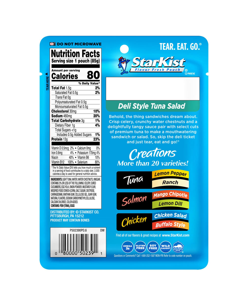 StarKist Deli Style tuna salad pouch opened for easy serving