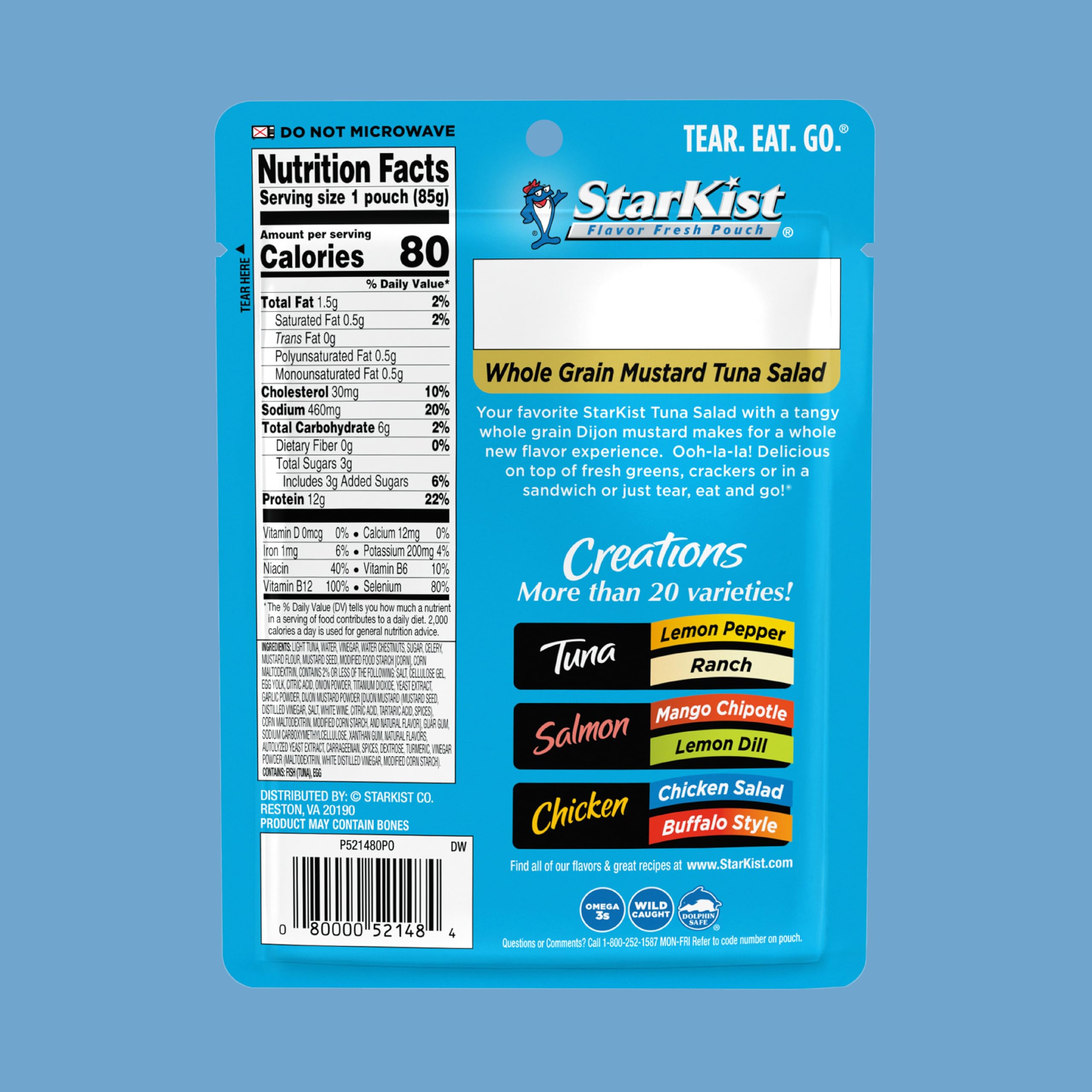 StarKist Tuna Creations pouch opened over a salad for a quick meal