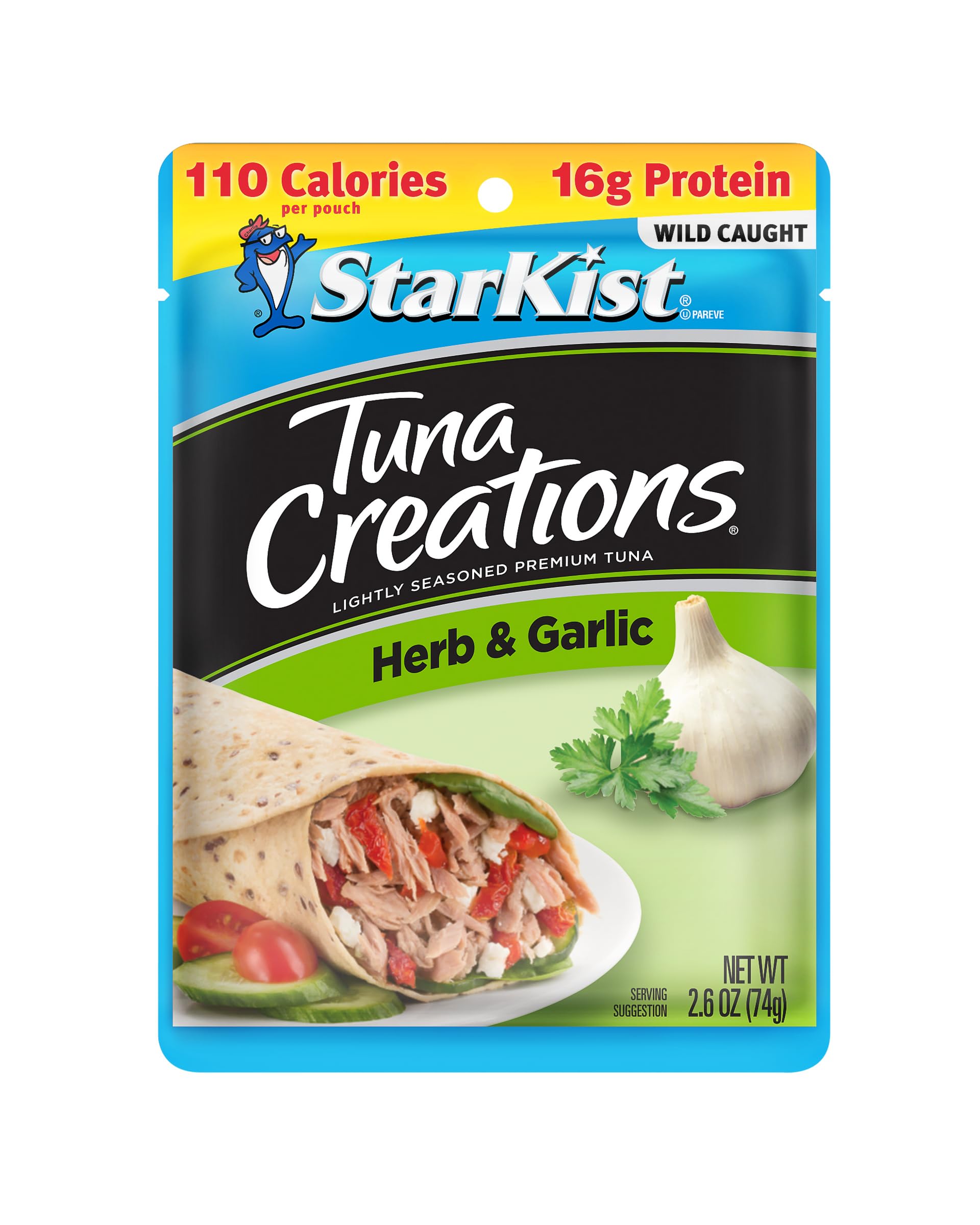 StarKist Tuna Creations Herb & Garlic pouch ready-to-eat for salads.