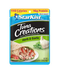 StarKist Tuna Creations Herb & Garlic pouch on a sandwich, flavorful lunch option