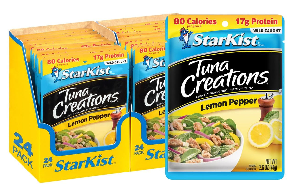 StarKist Tuna Creations Lemon Pepper pouch 2.6 oz ready-to-eat protein for lunch.
