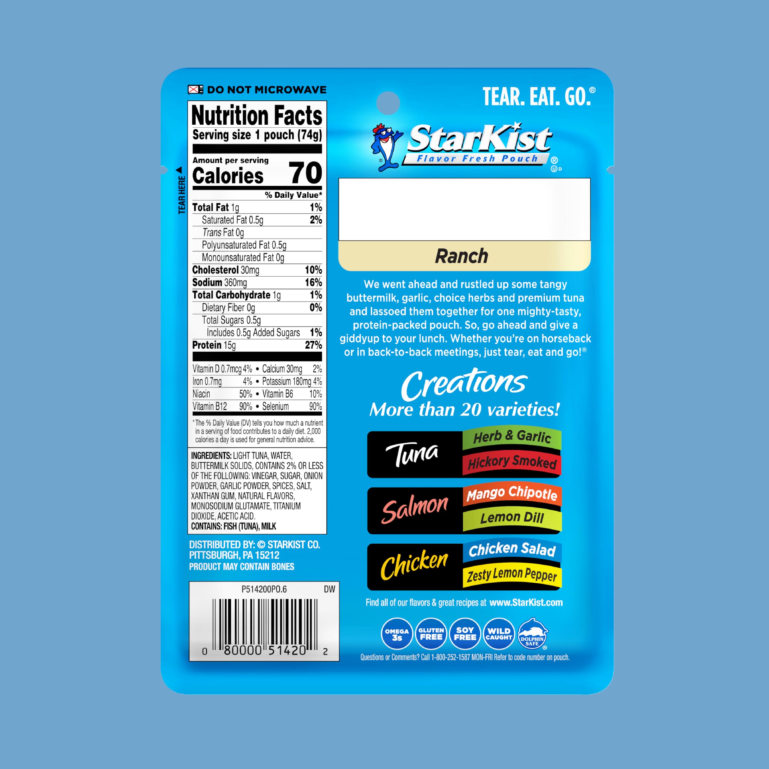 StarKist Ranch Tuna Creations served in a sandwich-image context for quick lunches.