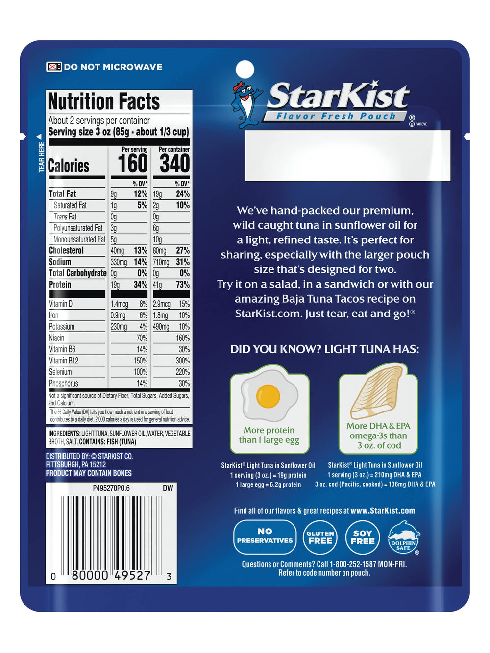 StarKist tuna pouch in hand, portable lunch option.