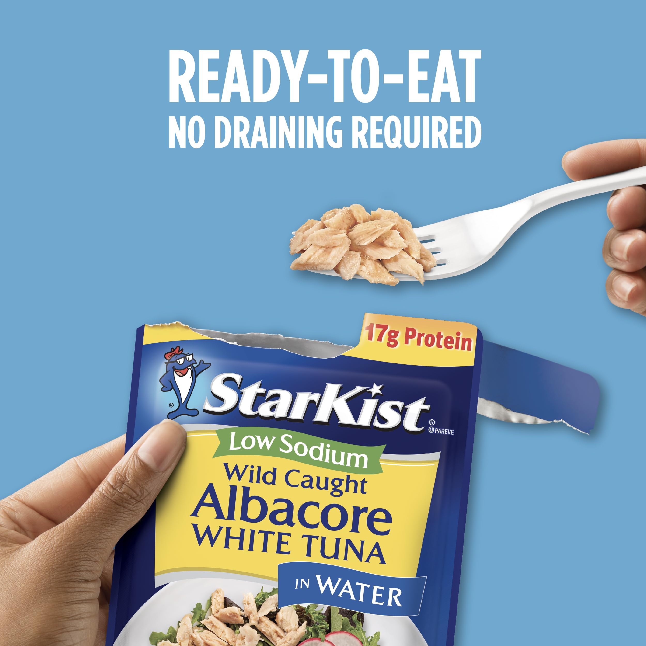 StarKist tuna pouch nutrition panel shows 16 g protein and 80 calories per serving