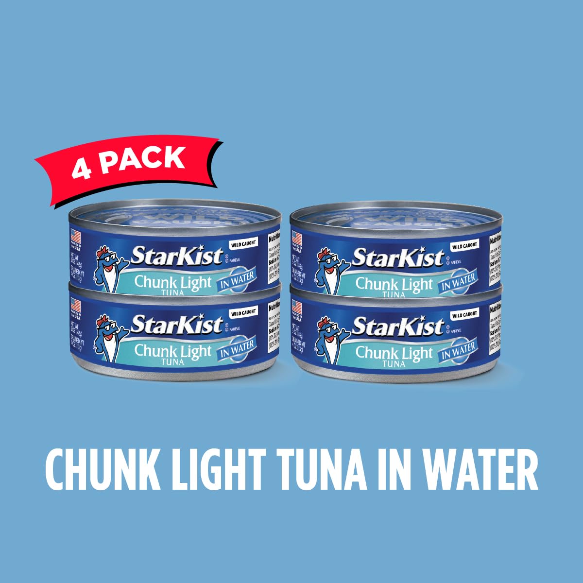 StarKist tuna water cans in pantry, easy to stock for quick meals.