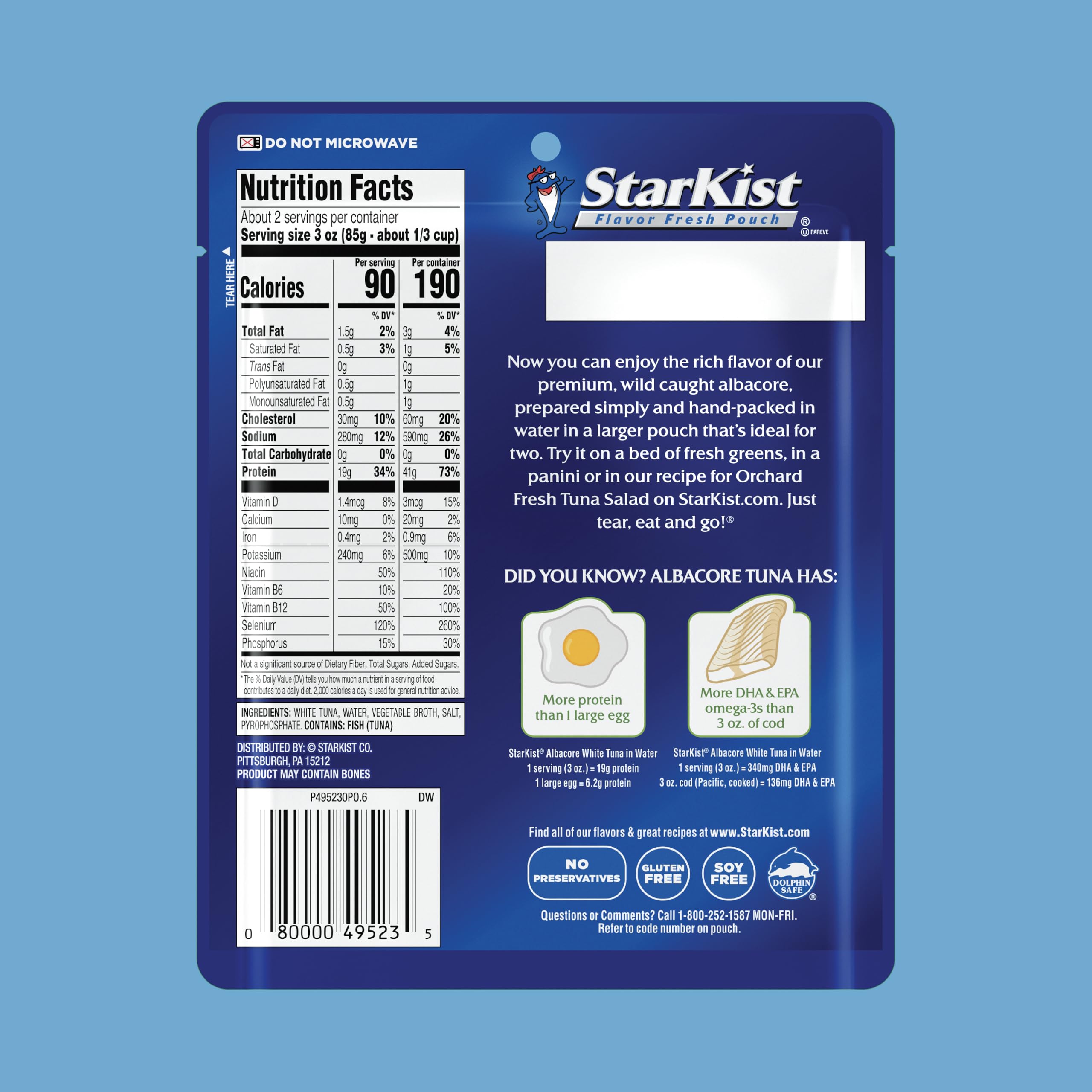 StarKist albacore tuna water pouch, wild caught quality