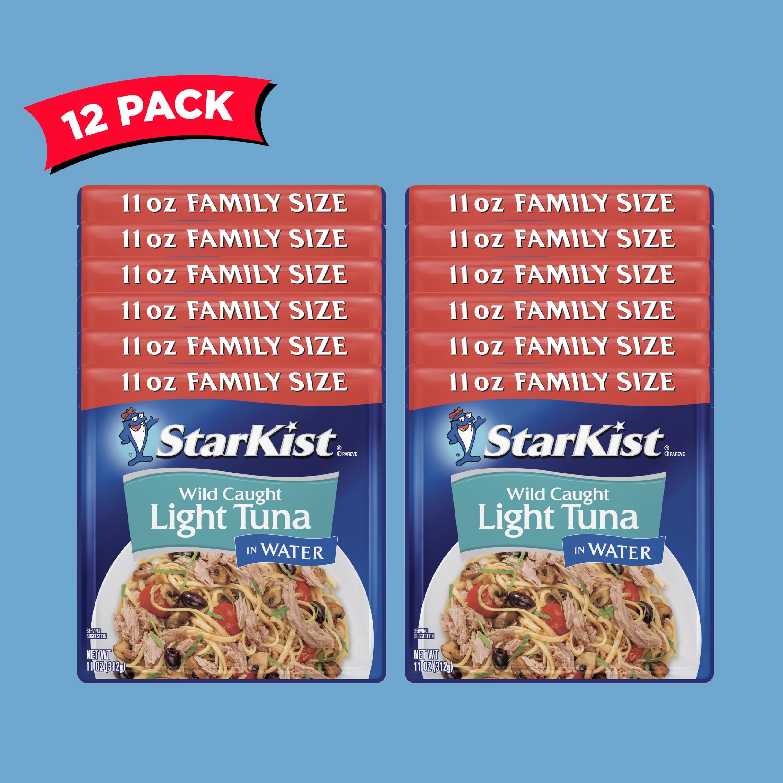 StarKist water-packed tuna provides 80 calories per serving.